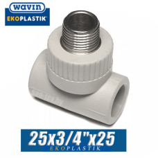 Тройник с наружной резьбой Wavin 25x3/4"x25 мм